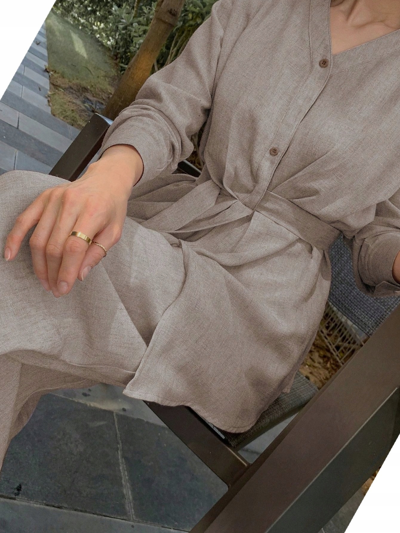 Dámský komplet na léto Casual Béžový s páskem Oversize S 36