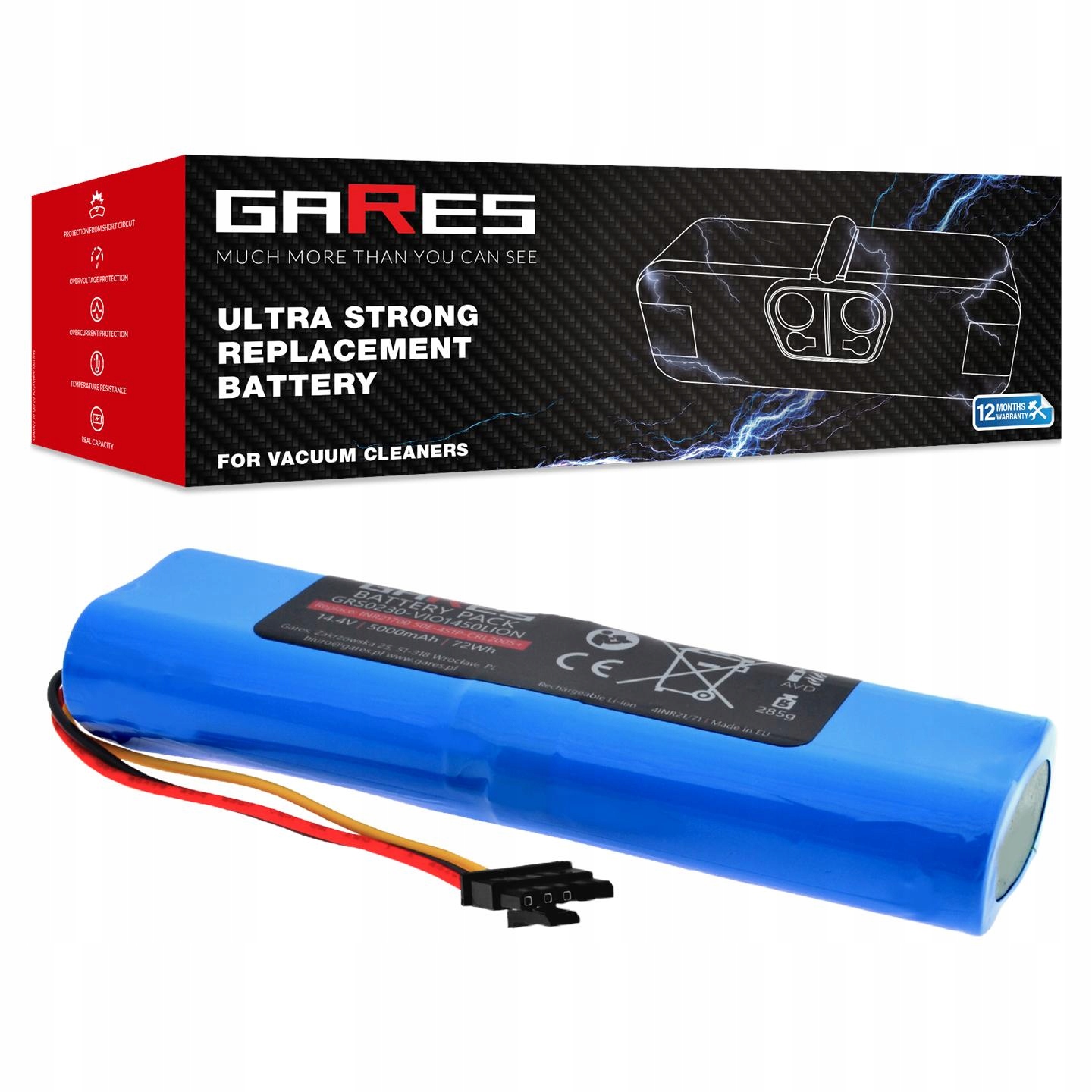 Akumulátor Gares pro Viomi V3 Byd INR21700 50E-4S1P-CRL200S+ 14,4V 5,0Ah