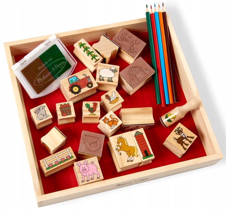 Drewniane Stempelki PIECZĄTKI Farma Melissa 18592 Materiał drewno plastik