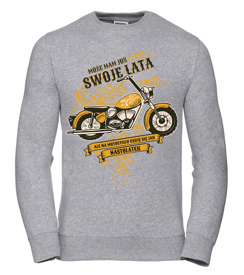 Pánská Mikina Na motocyklu jako teenager 3XL Šedá Pro něj Chlapa Manžela Chl