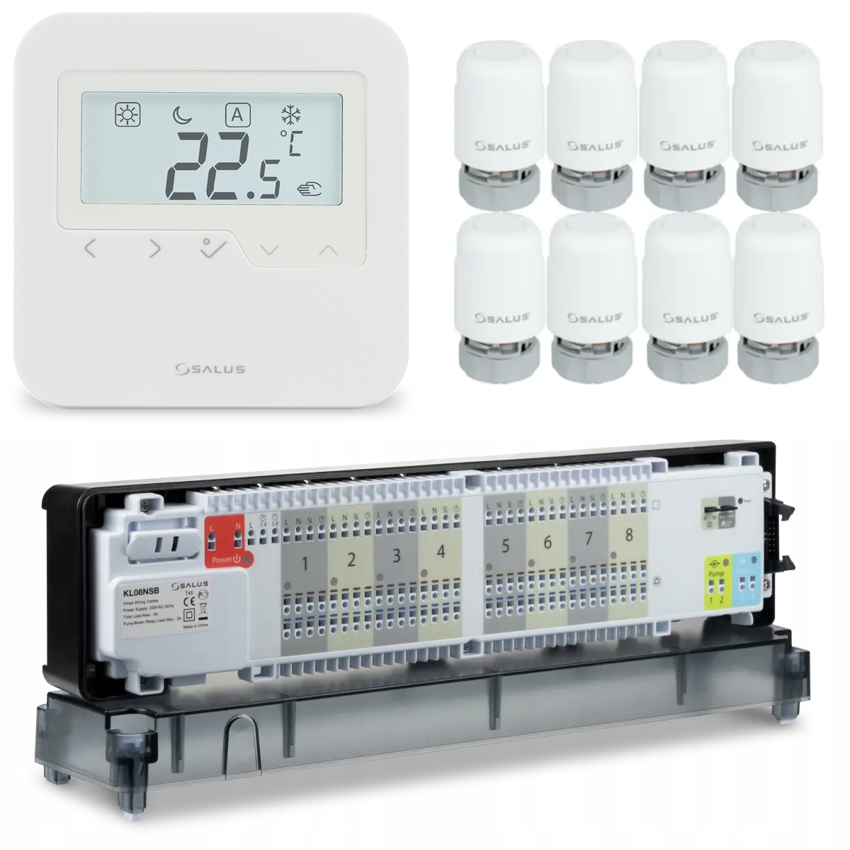Set Na Podlahové Vykurovanie Salus Lišta Regulátor HTRS230 8x Pohon