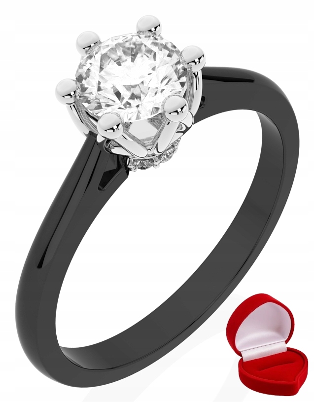 Zlatý Prstýnek 585 14k Safír 0,50 ct Černé Zlato R17