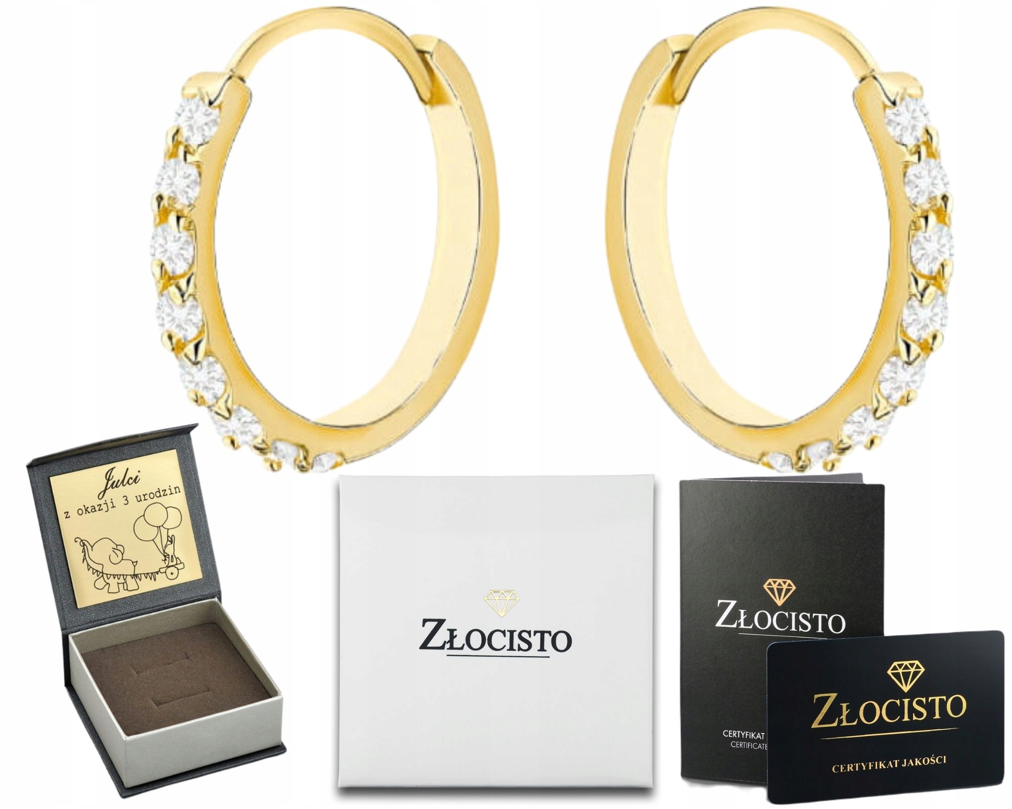 Zlaté Náušnice Malé Jemné Se Zirkony Na Kreolském Kroužku 585