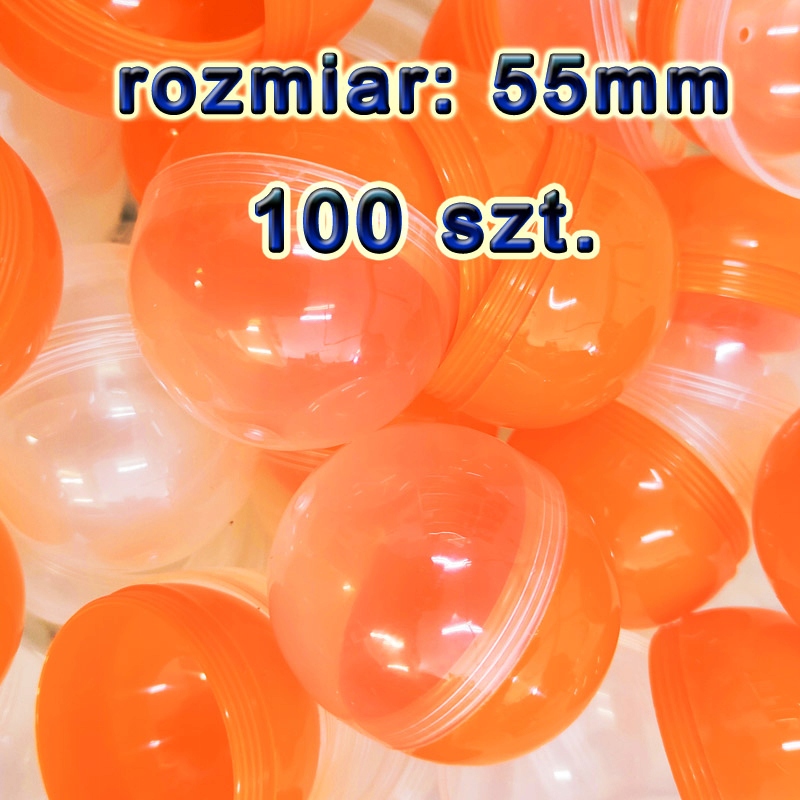 Kapsuła pusta 55mm Pomarańczowa piłka kulka 100szt do losowania loteria