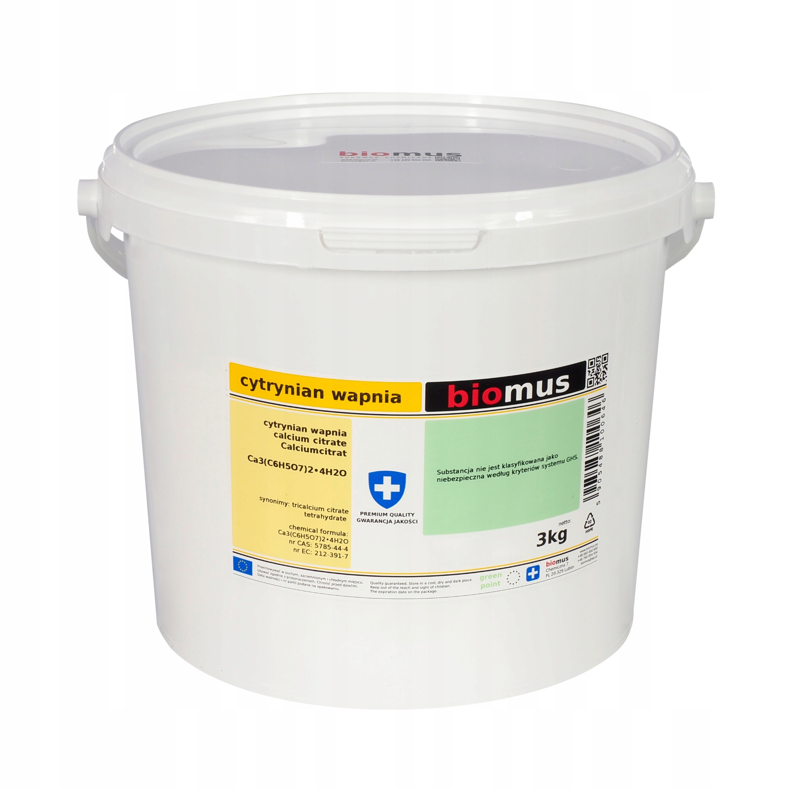 

Cytrynian Wapnia wapń czysty 3kg Biomus