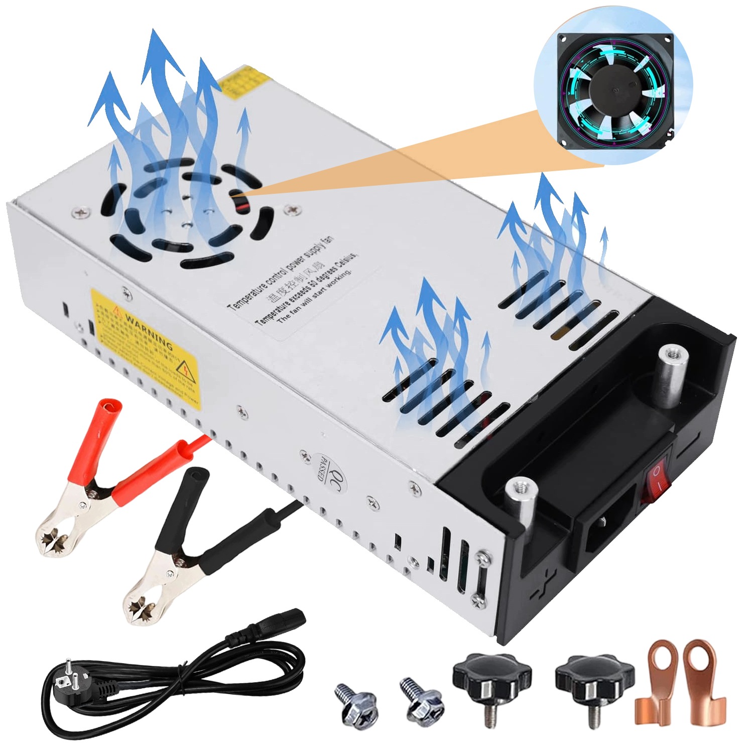 Montážní napájecí zdroj 12V 50A 600W pro Led modulární transformátor s ventilátorem