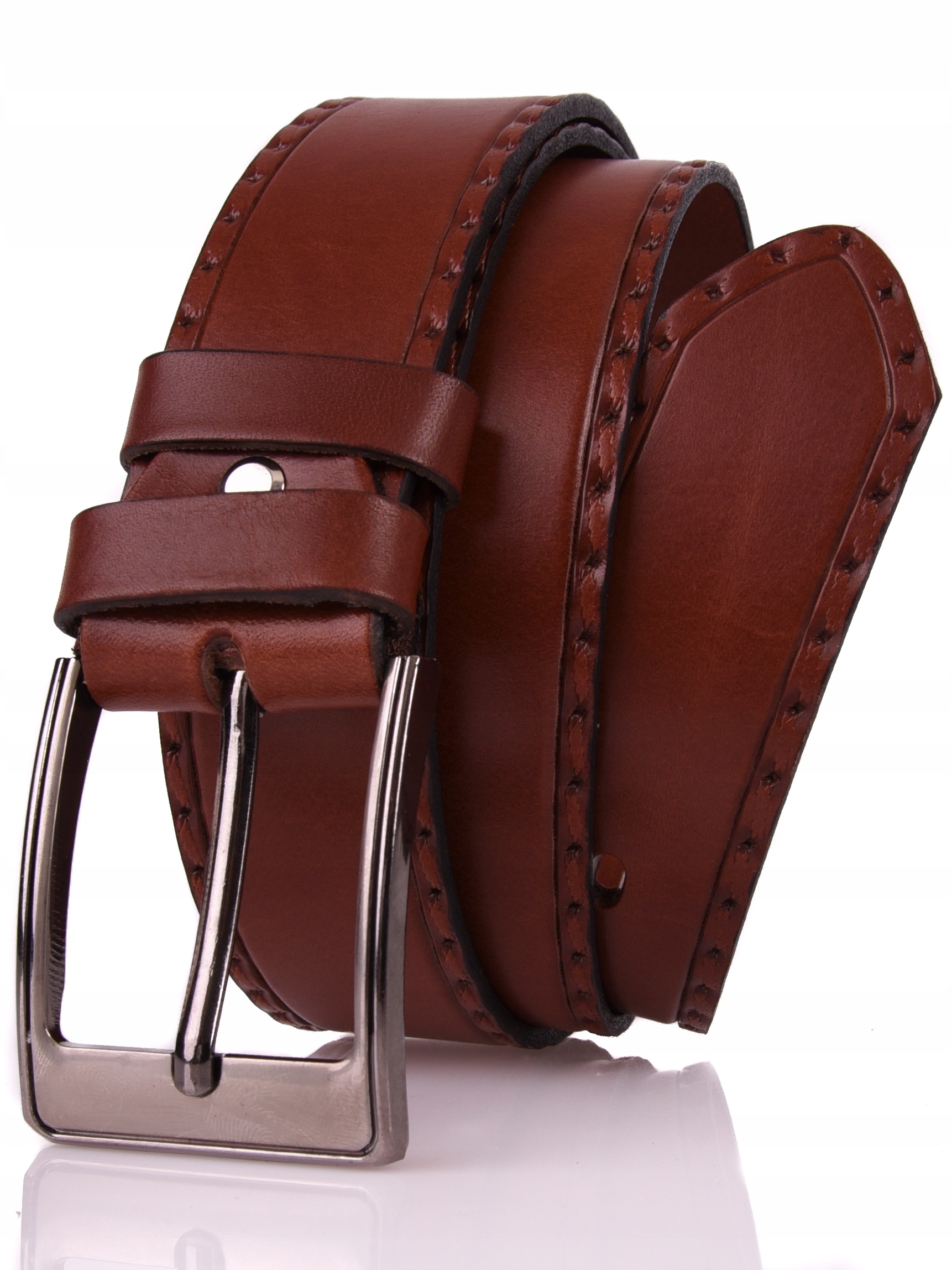 

Skórzany Pasek 4cmKlasyczny JeansBRĄZ Skóra Licowa