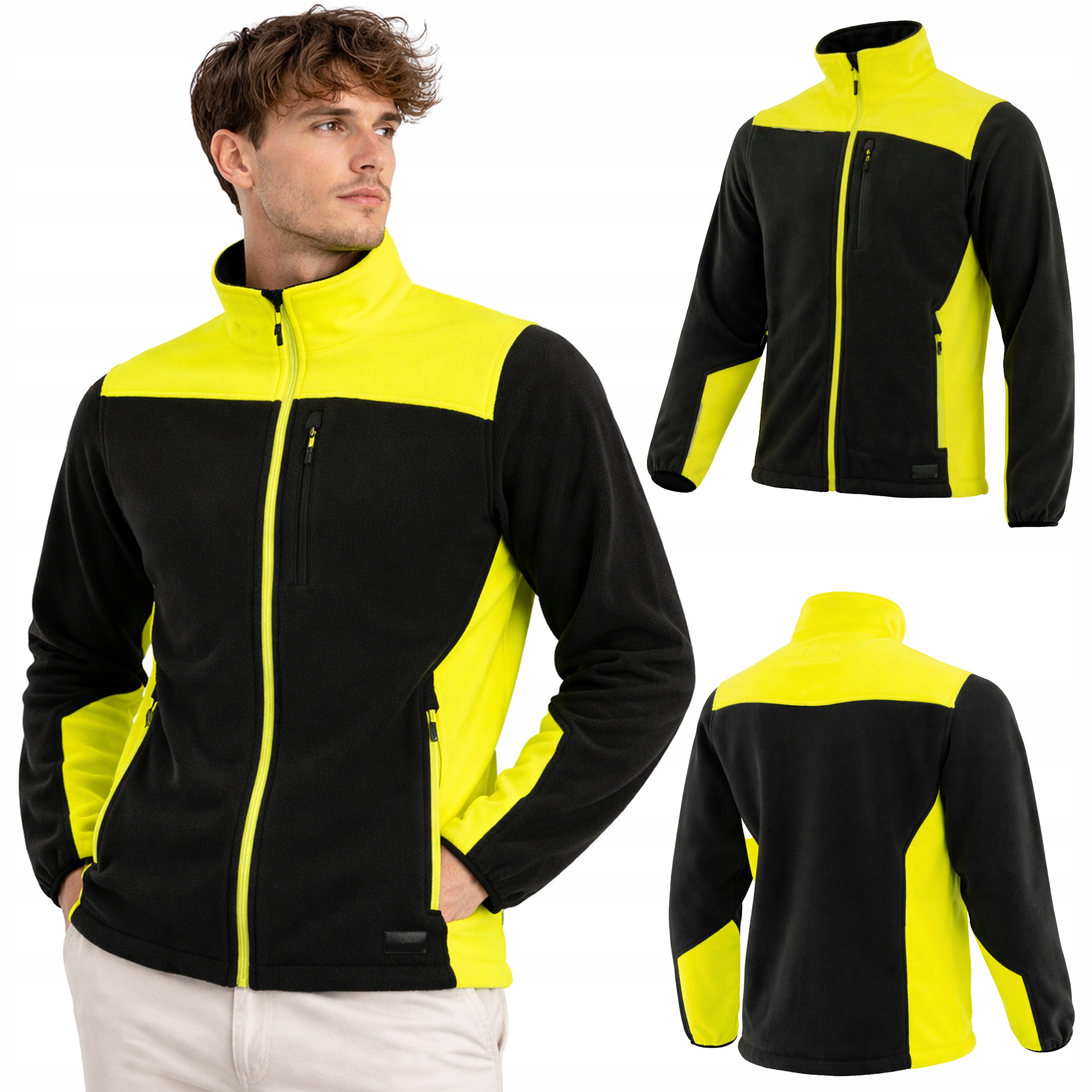 Polar roboczy męski Odblaskowy ciepły Bluza polarowa męska Bez kaptura bhp