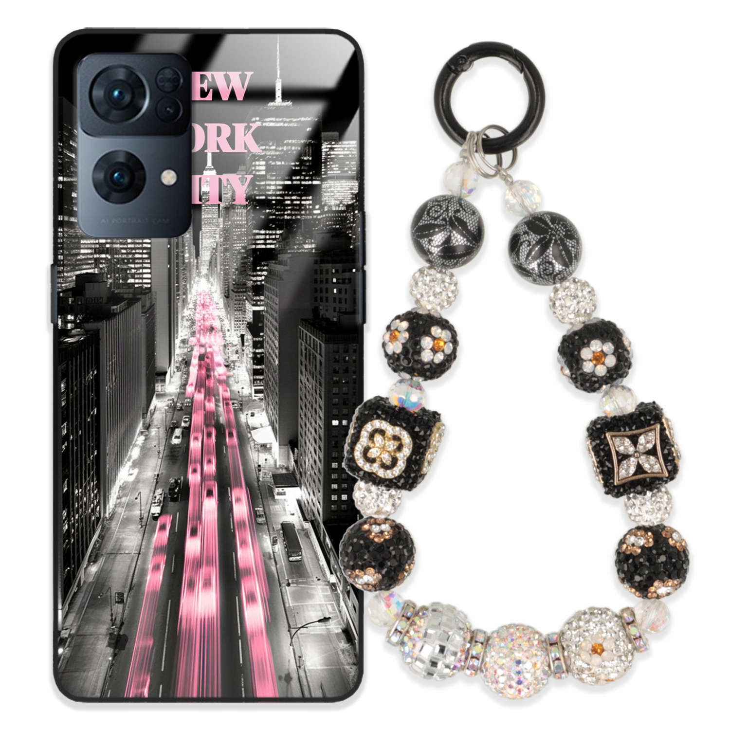 Puzdro Na Oppo Reno 7 Pro 5G Glass Kľúčenka Elegantné Prémiové Puzdro