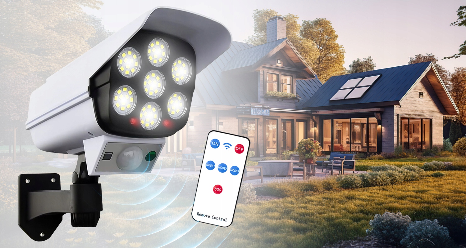 IMITACJA ATRAPA KAMERY MONITORUJĄCEJ ZEWNĘTRZNEJ OBROTOWEJ SOLARNA STRASZAK EAN (GTIN) 5904194687595