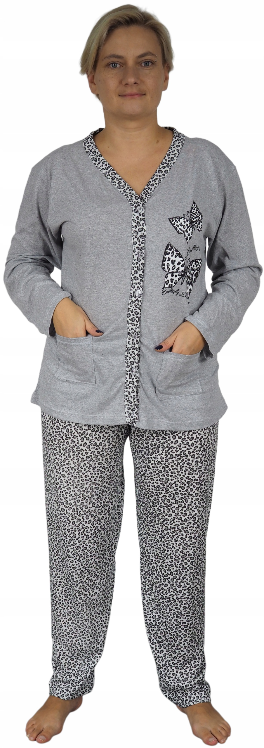 Piżama damska 4XL (48) ROZPINANA MOTYLE plus size Rozmiar 4XL