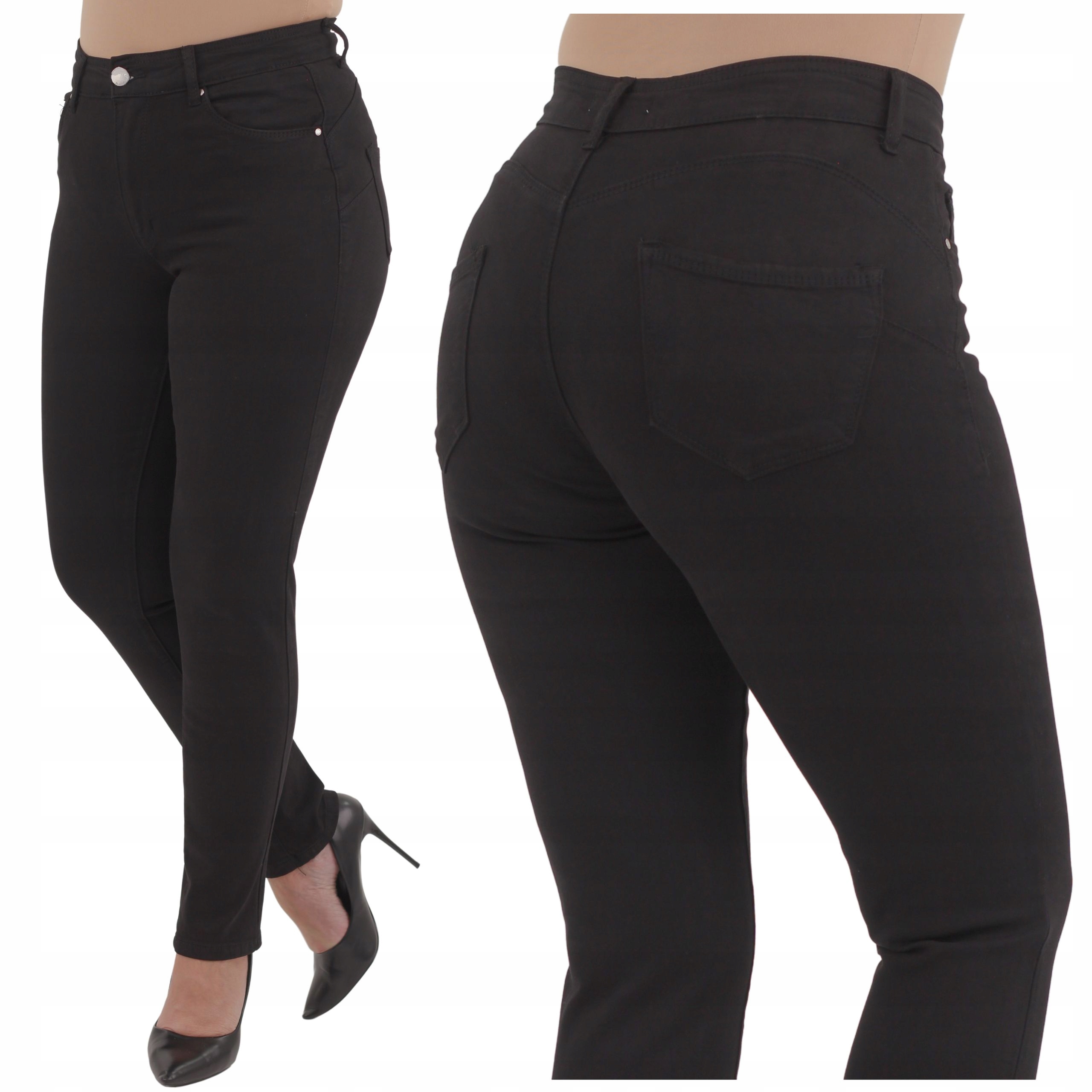 Spodnie Jeansowe Bawełniane Damskie Wysoki Stan Push Up Duże Rozmiary