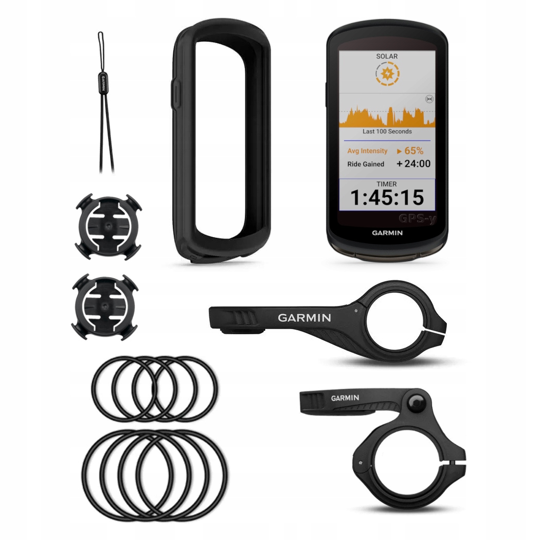 Garmin Edge 1040 Solar, mapy Cycle Polski i Eu, zestaw z uchwytami i etui
