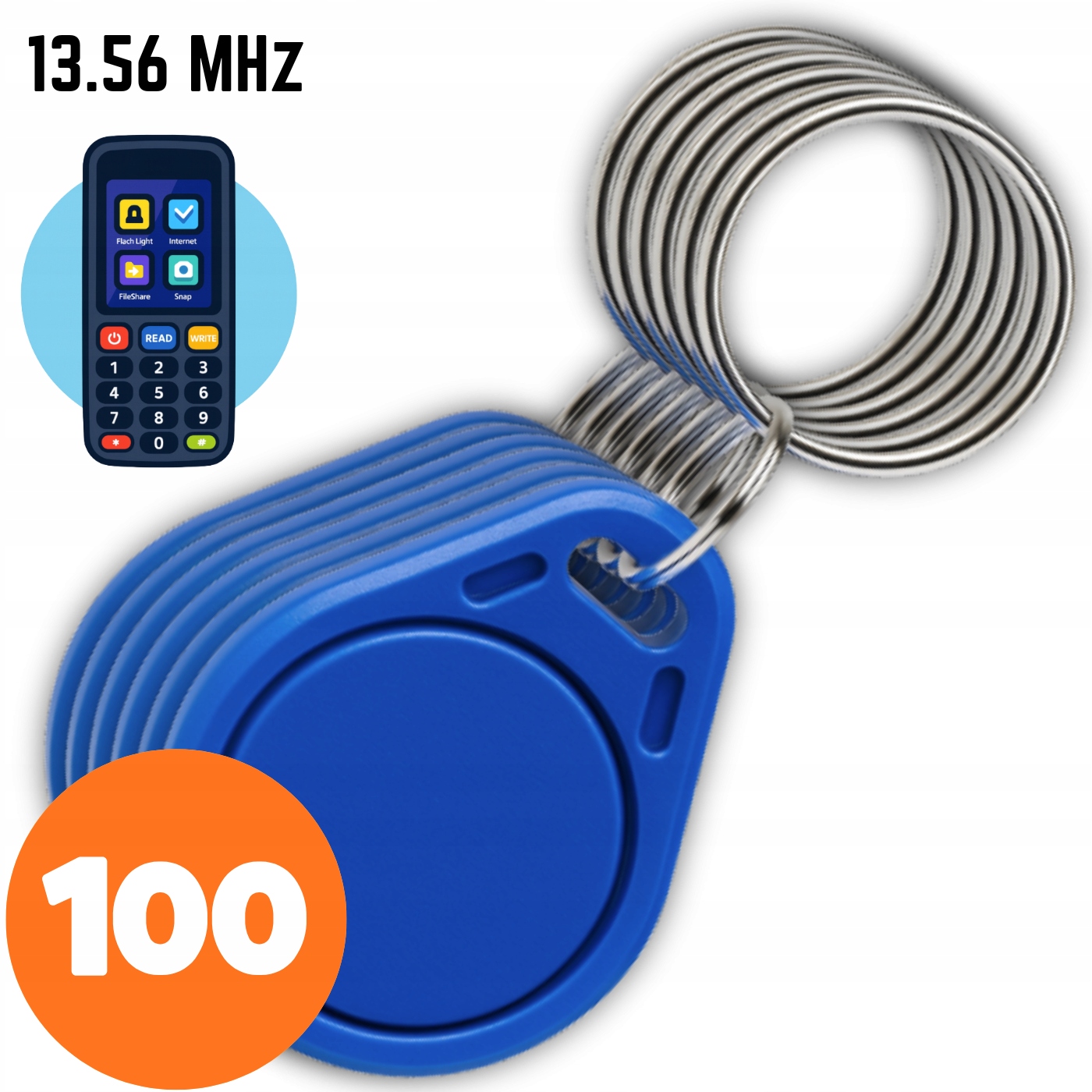 100 SZT. BRELOK PASTYLKA RFID 13.56 MHz MIFARE ZBLIŻENIOWA IC PROGRAMOWALNA