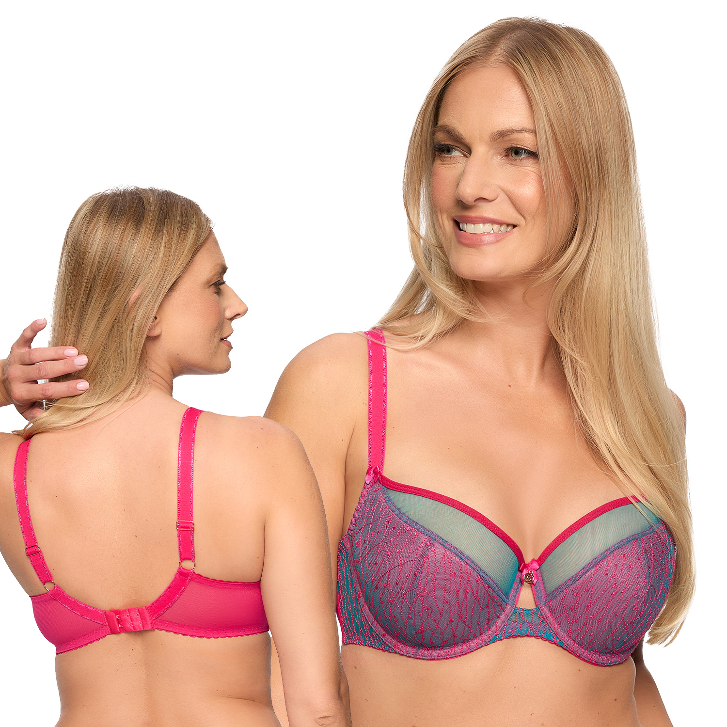 Gaia 1295 Ariel tyrkysová-fuchsiová 65K polovyztužená podprsenka