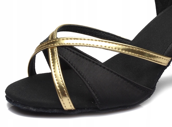 BUTY DO TAŃCA TOWARZYSKIEGO TANECZNE 7cm CZARNE Rozmiar 39