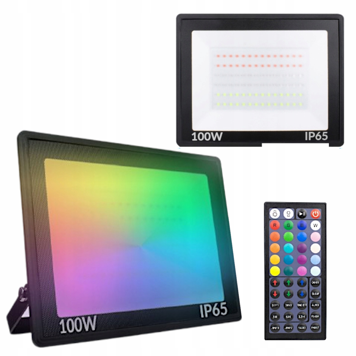 Hliníková Barevná Halogenová Lampa Rgb Led Zářič 100W IP65 S Dálkovým Ovládáním