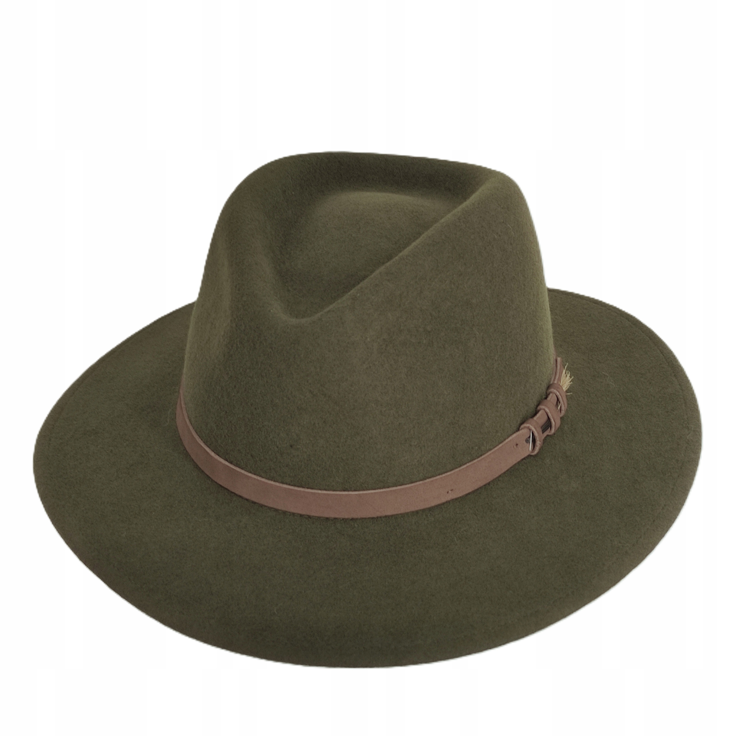 Zelený Khaki lovecký klobouk Myslivec plst vlněný Skoczów 56 cm Petr