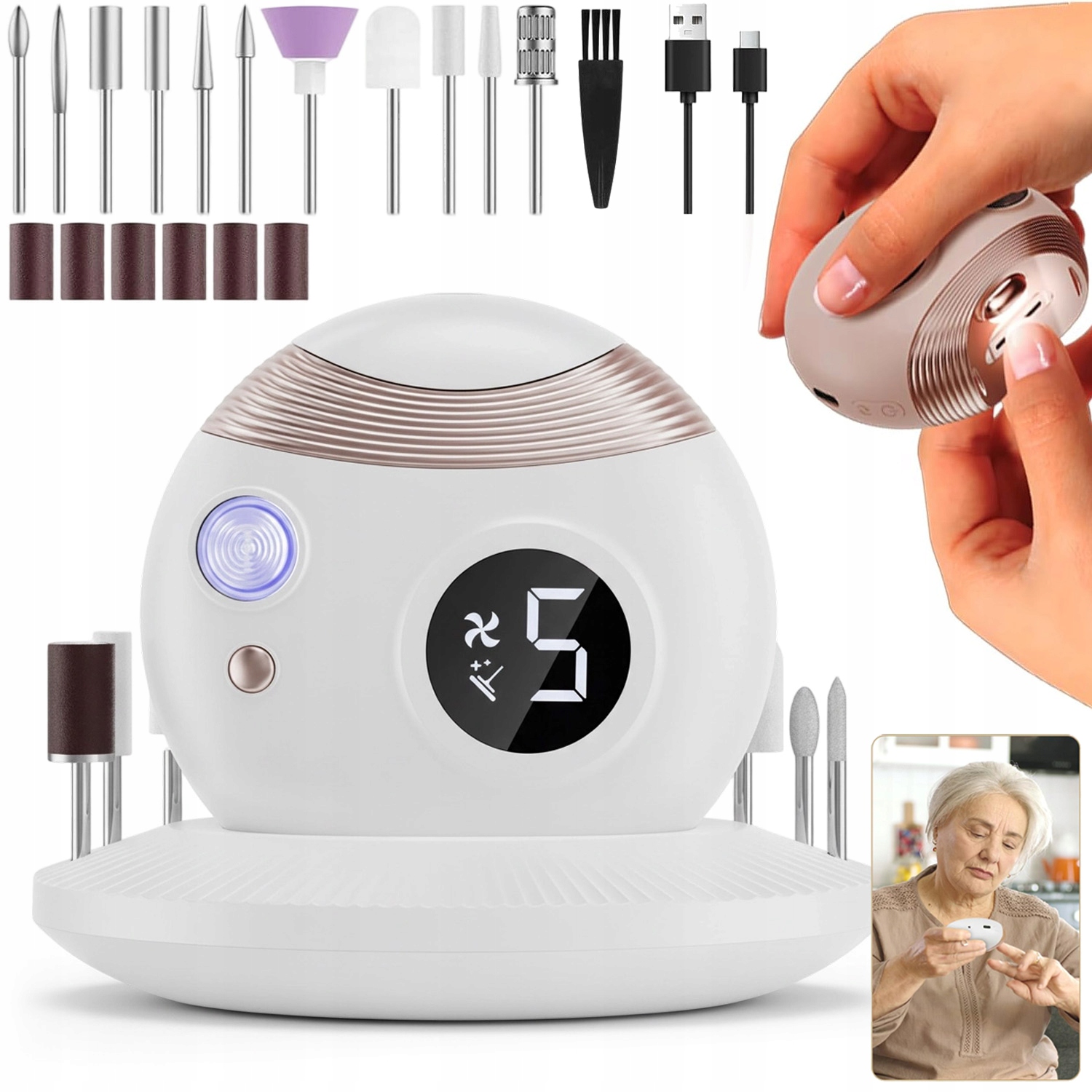 Elektrický Pilník Na Nehty Pro Miminka S Funkcí Leštění 3V1