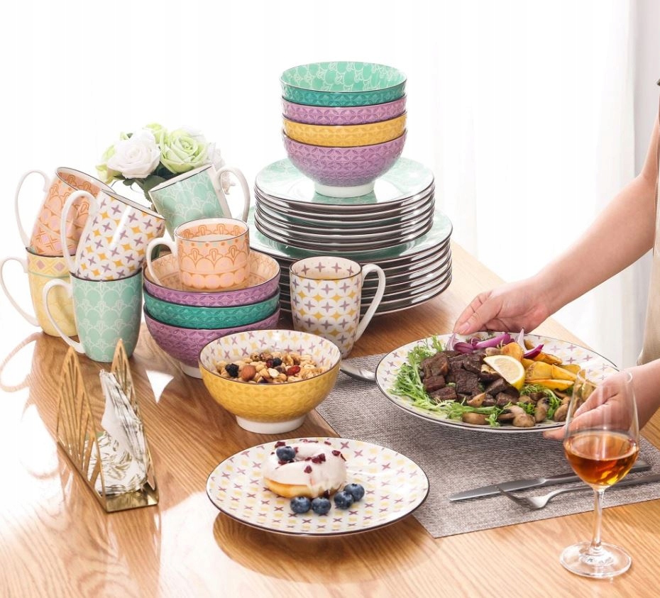 VANCASSO TULIP zastawa obiadowa 4osoby/16szt Kształt Okrągły