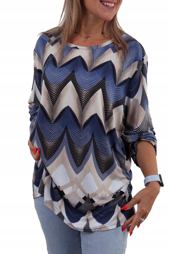 

Lekka Bluzka Zwiewna Nadruk Wzory Wzorki 4XL/5XL