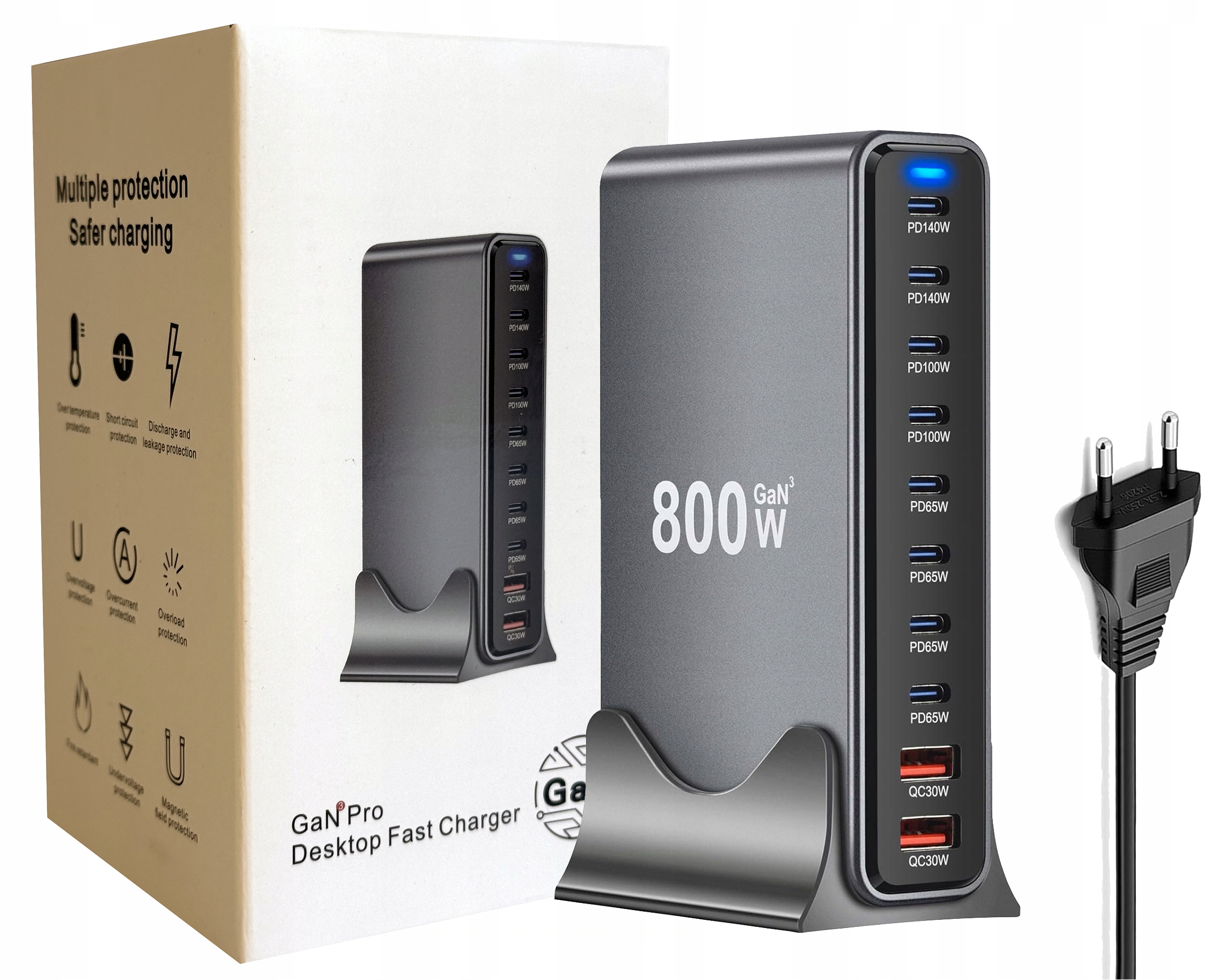 SnapVolt 800W GaN3 8xUSB-C 2xUSB-A Power Delivery Pd 3.1 Qc 5.0 Pps Apple