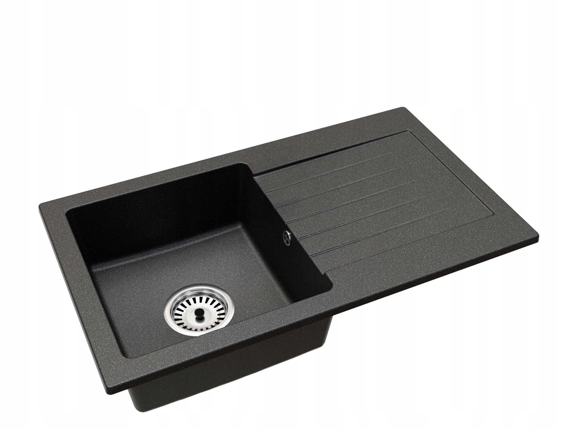 Zlewozmywak granitowy 1-kom LEON czarny/nakrapiany