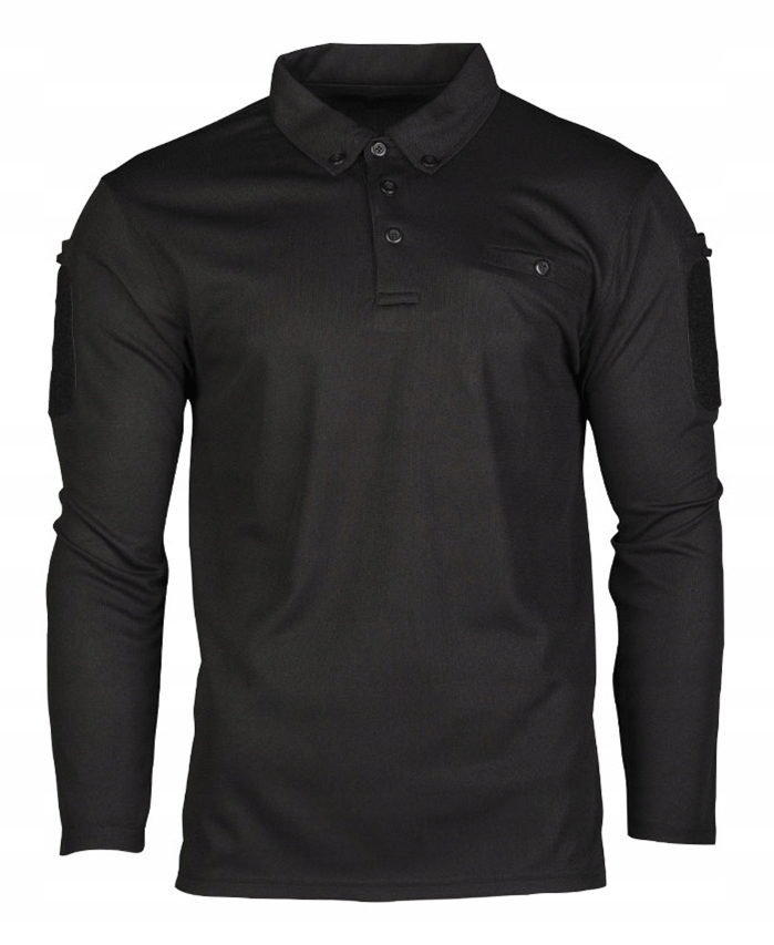 Mil-Tec Polo Sportowe z Długim Rękawem Czarne M