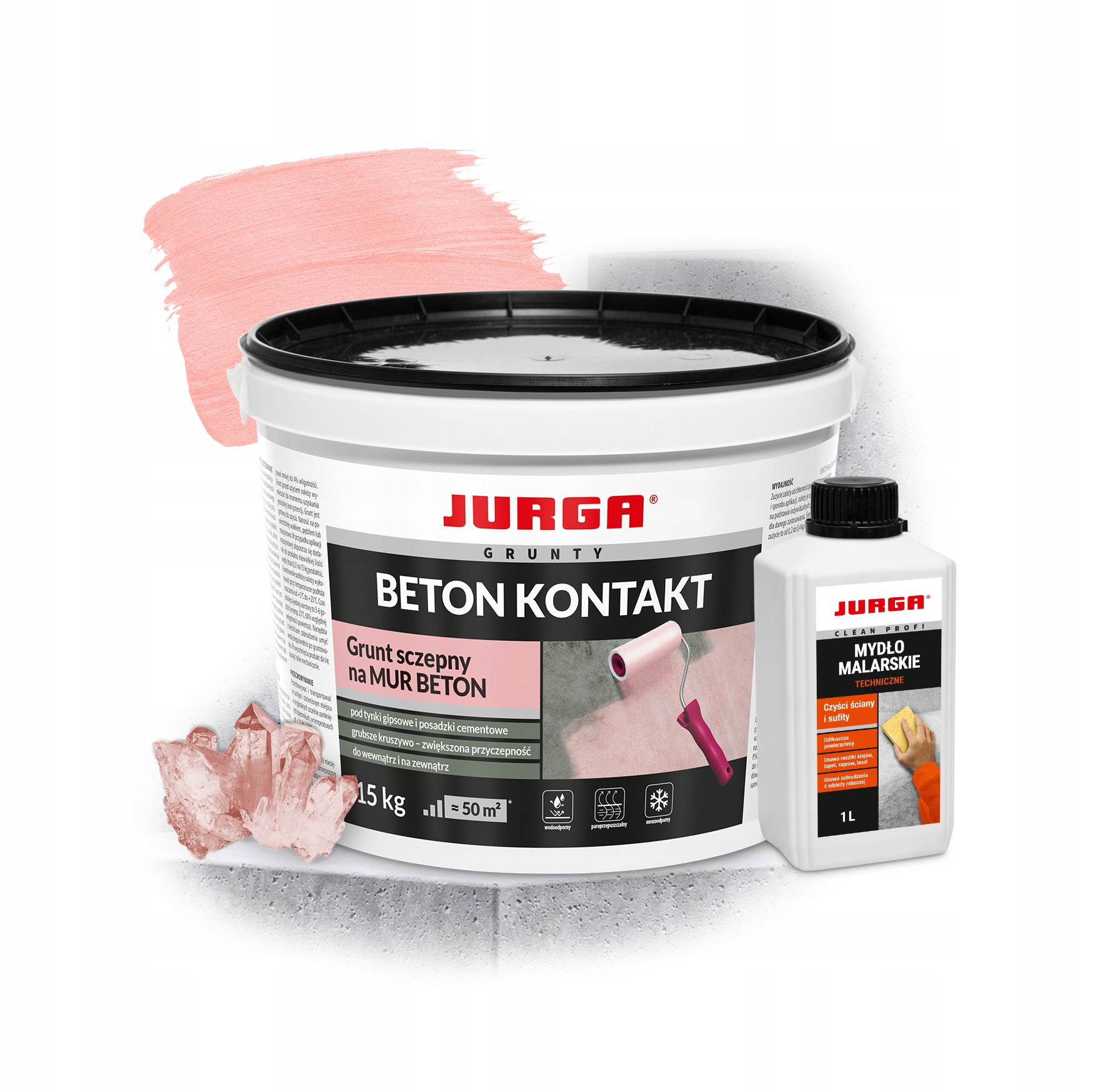 Křemenný Štěpný podklad Zeď beton obtížné podklady 15 kg malířské mýdlo 1L