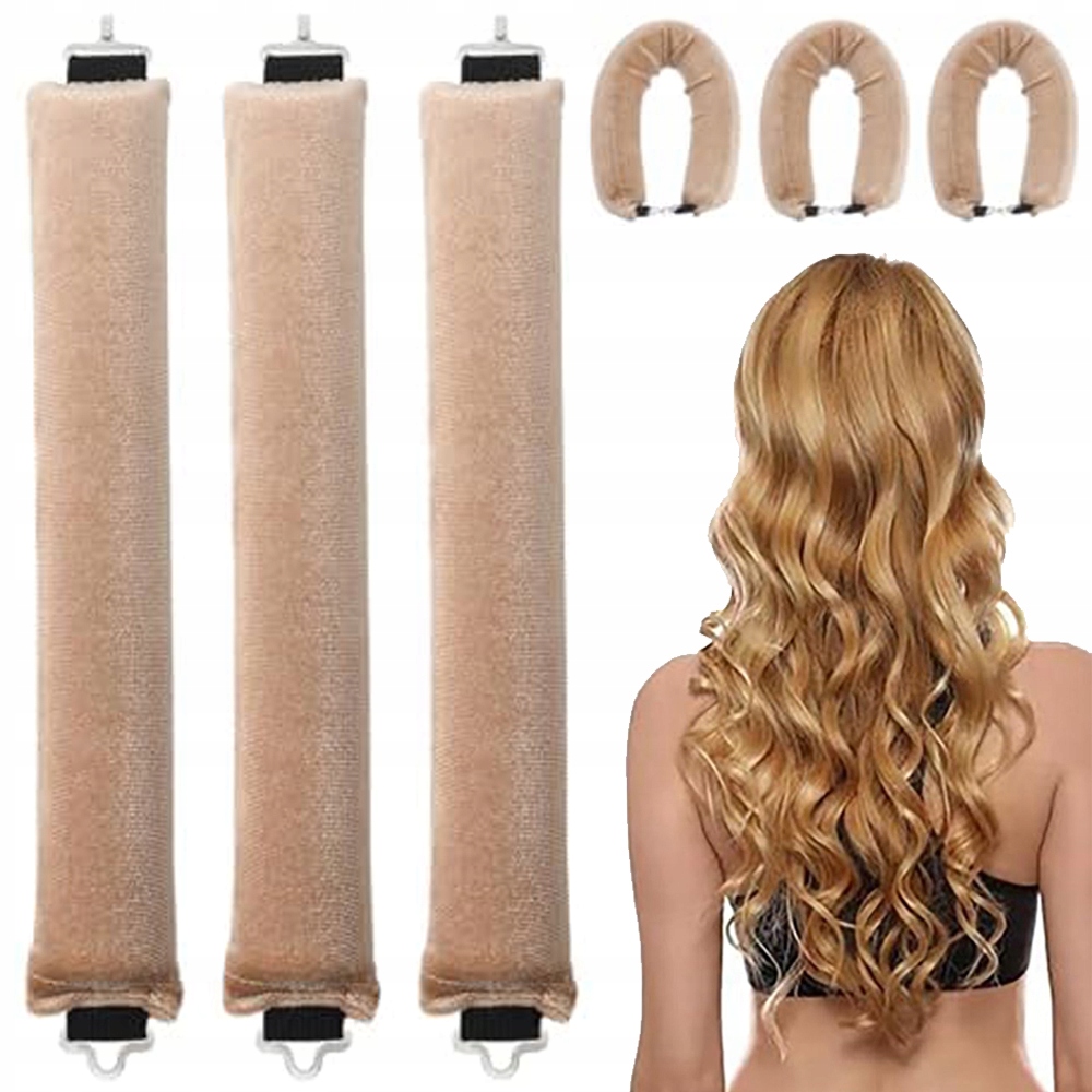 3 Kusy Válečků Na Vlasy A Natáček Z Měkkého Flanelu, Efekt Velvet Khaki