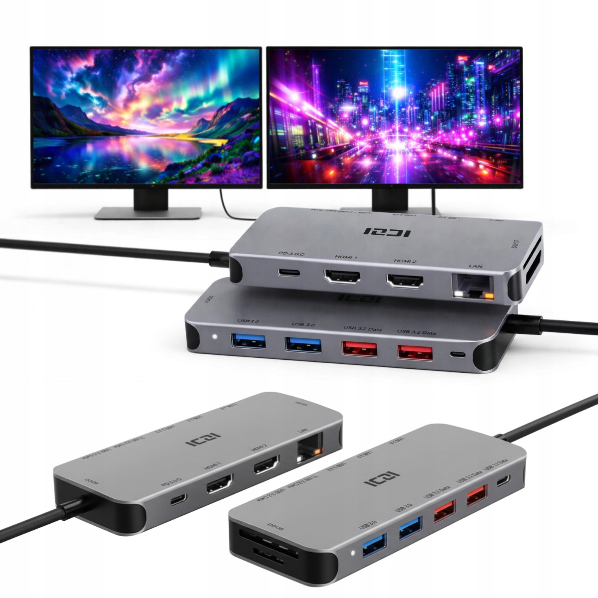 Adapter Hub Stacja Dokująca Usb-c 2x Hdmi Macbook M1 podwójny ekran obraz