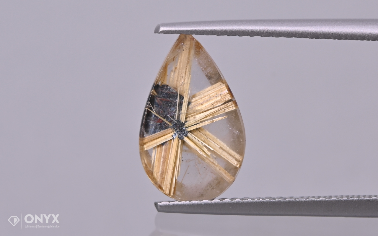 Křemen s rutilem mělký slzný 13x8 mm