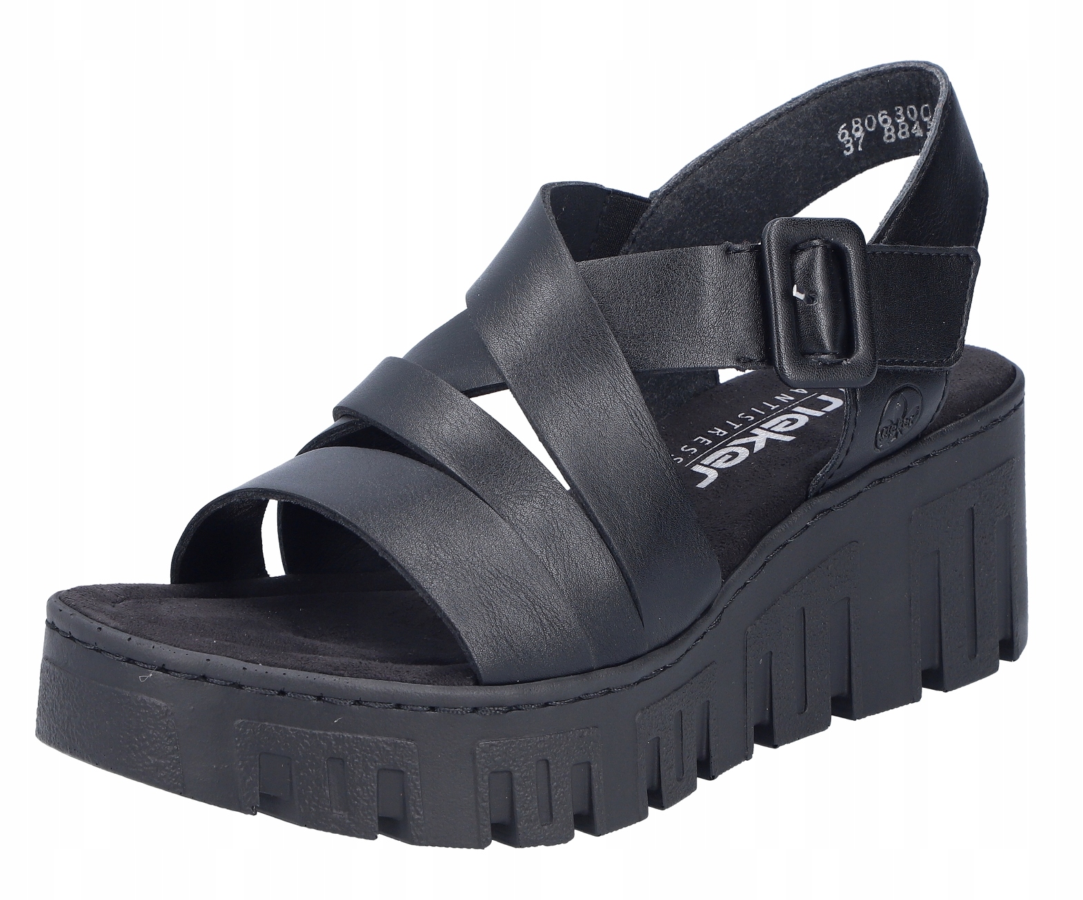 Rieker 68063-00 vel.38 černé módní sandály na klínku