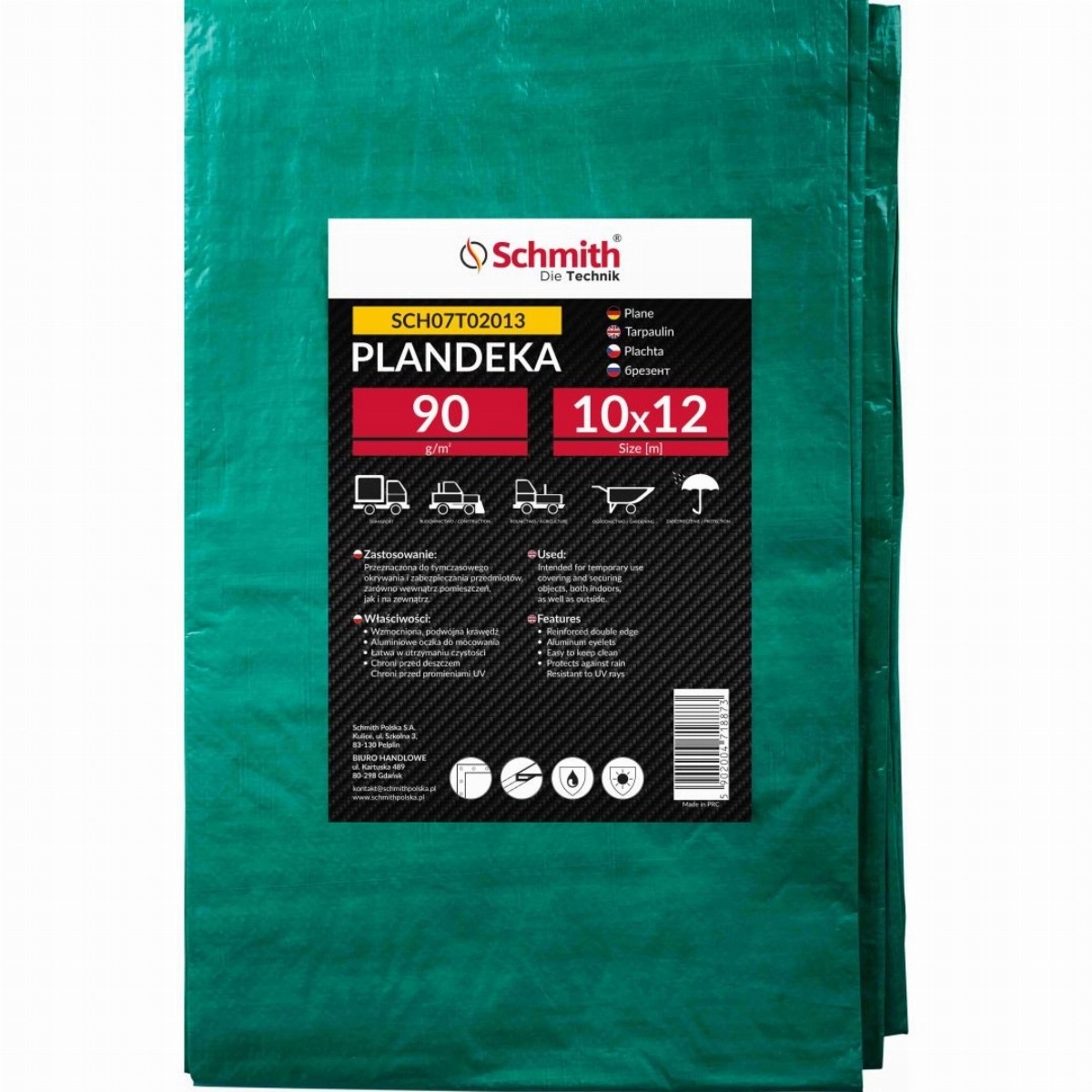 Krycí plachta zesílená proti vodě 90 g/m² 10x12 m Uv Schmith