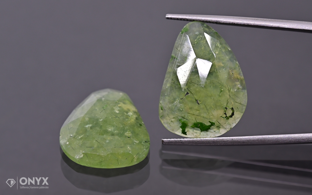 Prehnit fasetovaná rozeta Para nepravidelná 22x16