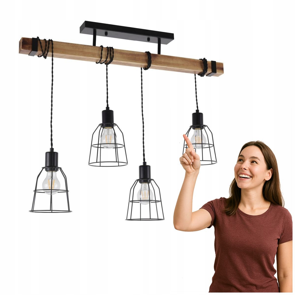 Industriální závěsná lampa 4xE27 Ponte černá Italux