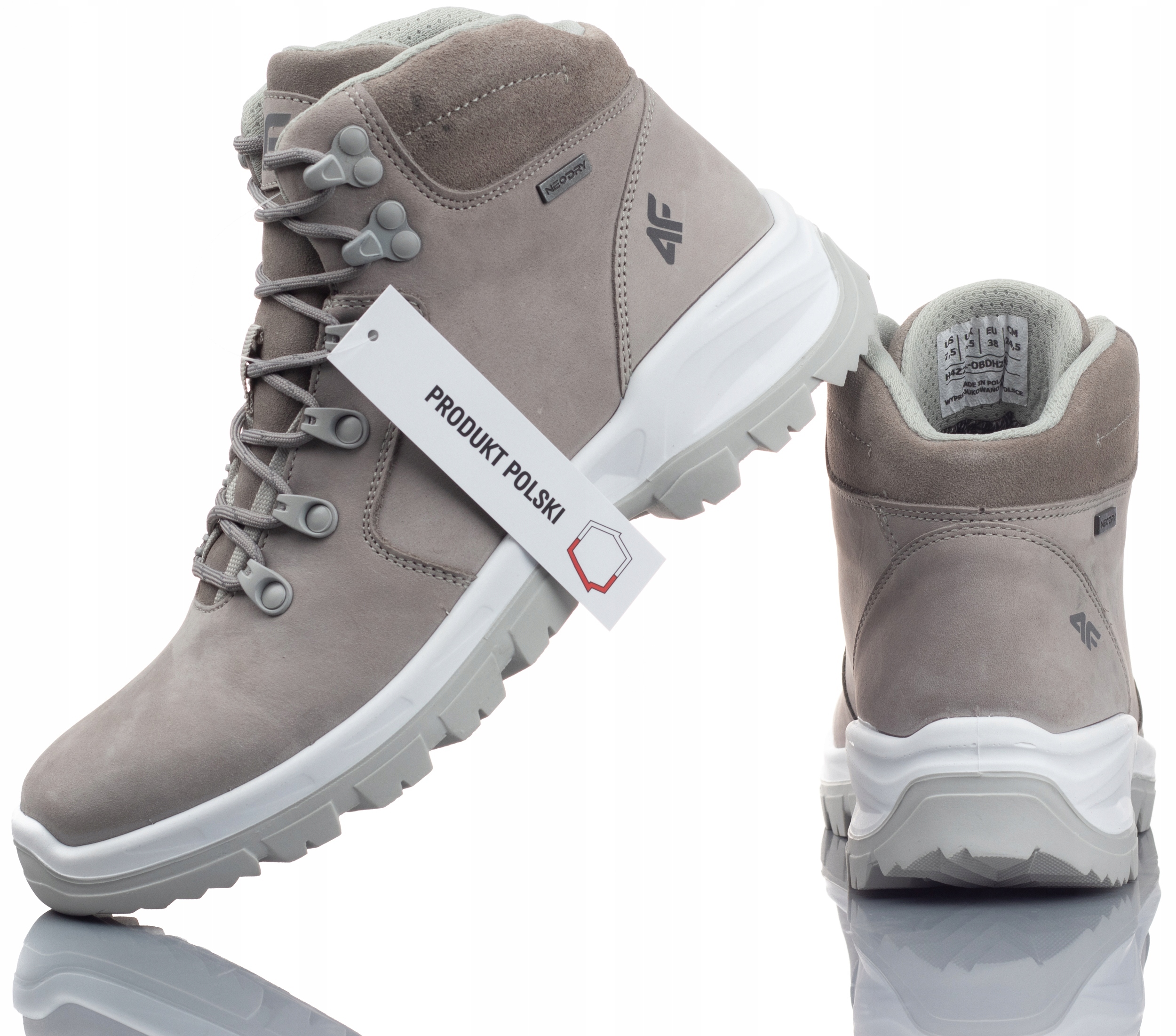 BUTY DAMSKIE 4F TREKKINGOWE SZARE ZIMOWE R-37 Zapięcie sznurowane