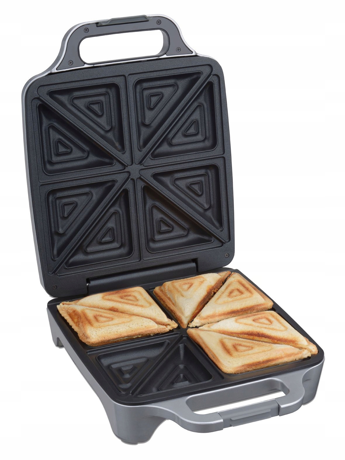 CLOER Sandwichmaker XXL 1800W Na 4 Kanapki Srebrny Z Optycznym Wskaźnikiem — miniatura 4
