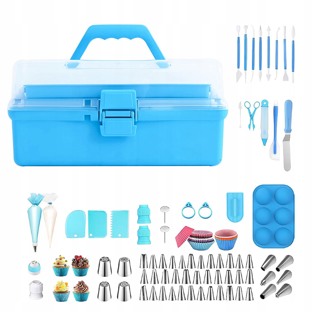 Cukrářská sada na zdobení dortů a koláčů v kufříku – 236 doplňků