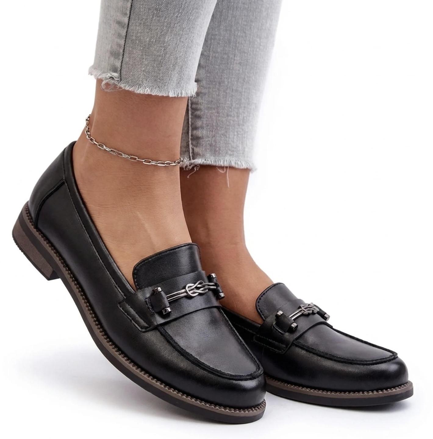 Skórzane Półbuty Mokasyny Damskie Vinceza 18132 Buty Czarne Lekkie Lords 40