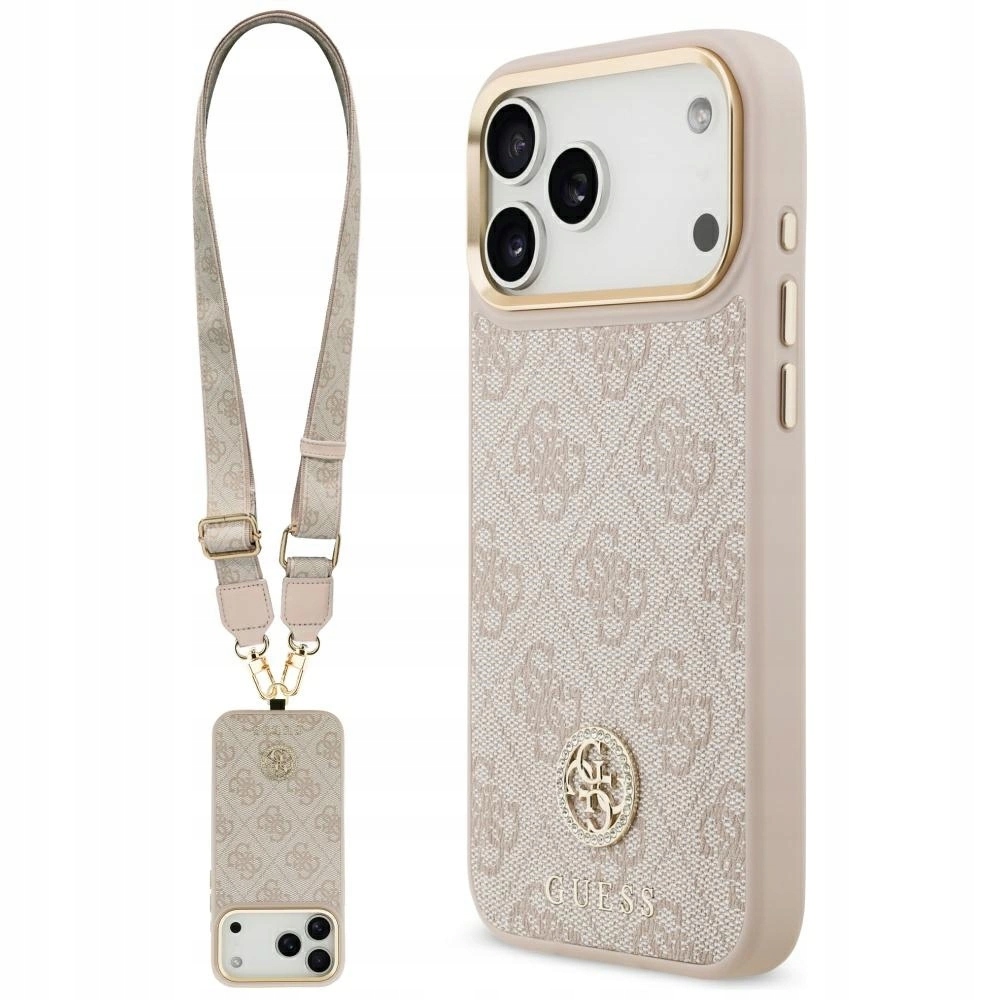 Pouzdro Guess 4G Strass Logo & Big Strap Metal Buttons MagSafe pro iPhone 17 Pr