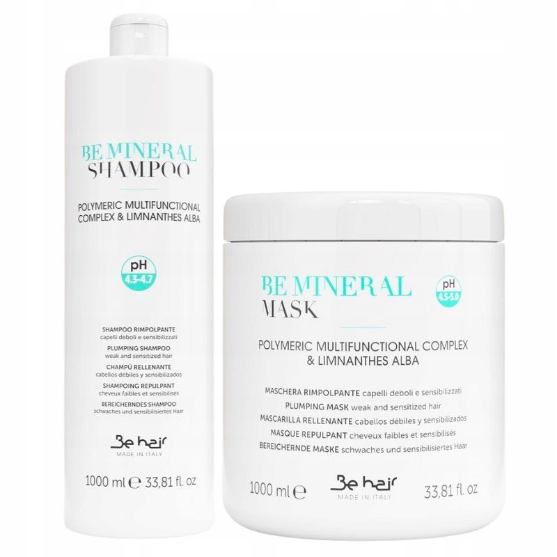 Be Hair Be Mineral Šampon Hydratační maska pro suché vlasy 2x1000 ml