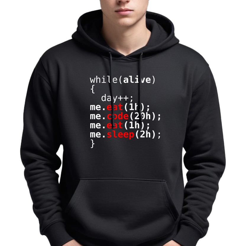 pánská mikina s kapucí Životní Smyčka pro programátora Vzory Černá Velikost S