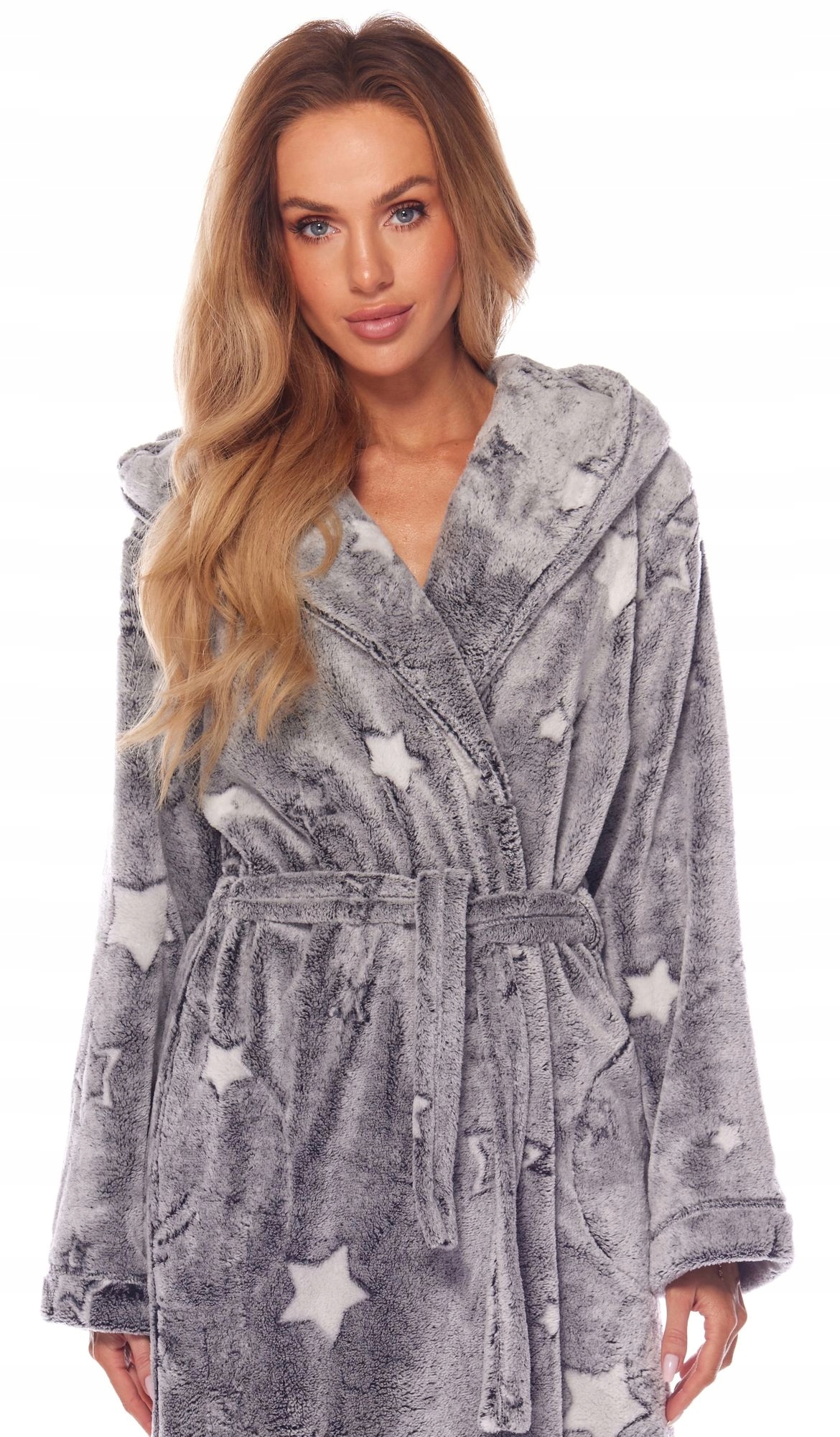 DŁUGI CIEPŁY PUCHOWY DAMSKI SZLAFROK PODOMKA M Rozmiar M