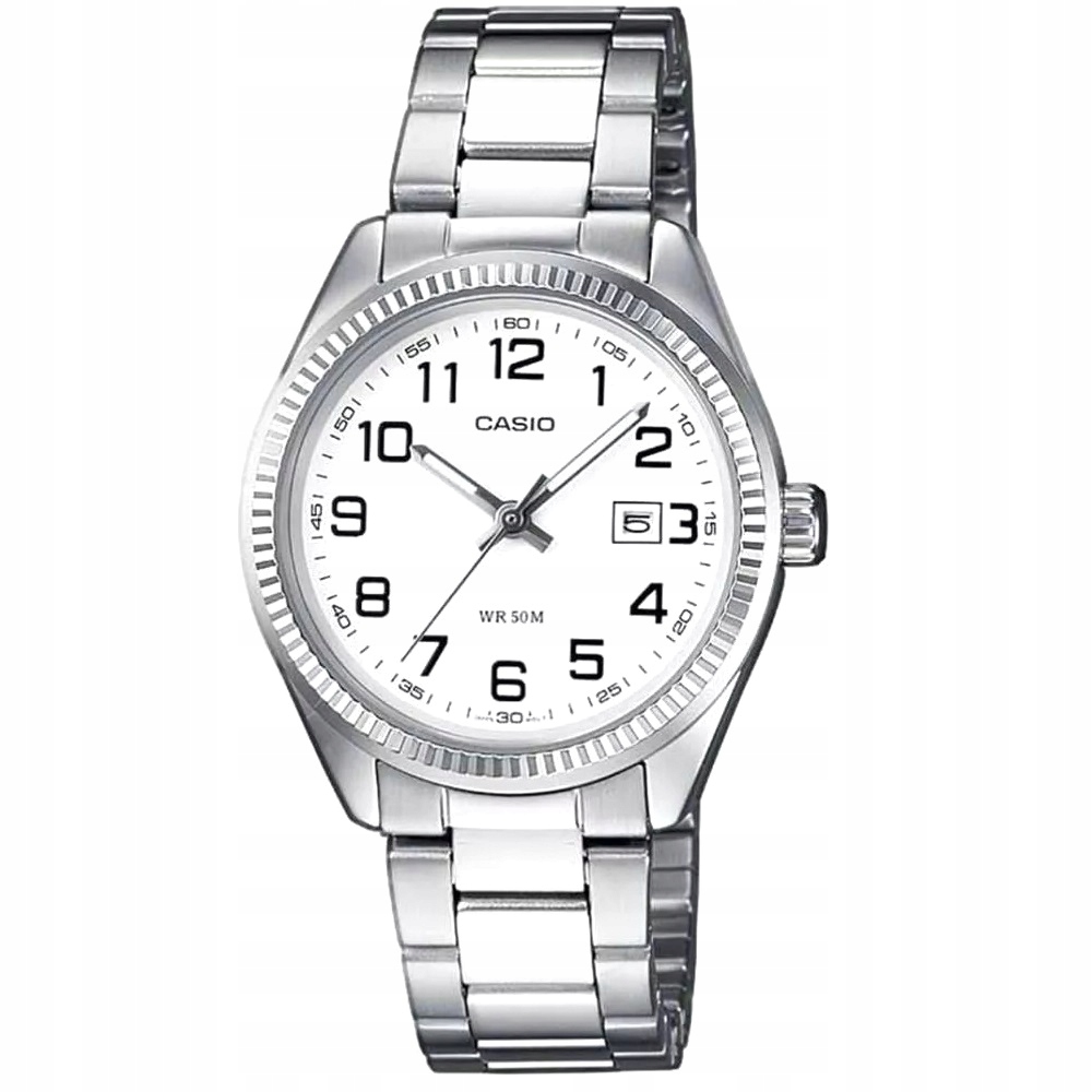 Stříbrné dámské hodinky Casio Classic s bílým ciferníkem a číslicemi LTP-1302PD-