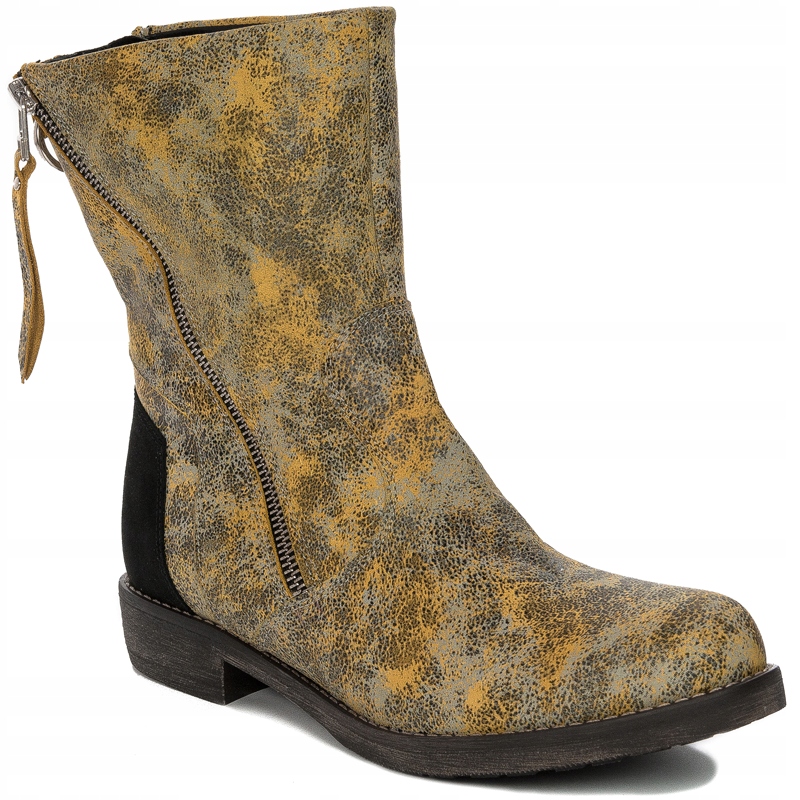 Botki buty Maciejka 05649-07 skórzane żółte r.36