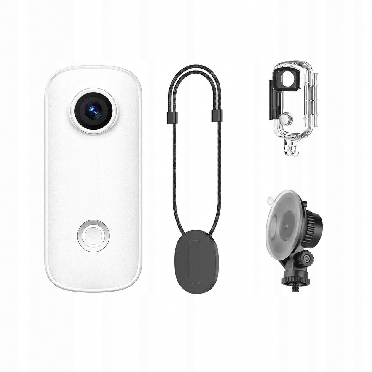 Mini malá športová kamera Sjcam C100 Pro biela 4K puzdro upevnenie