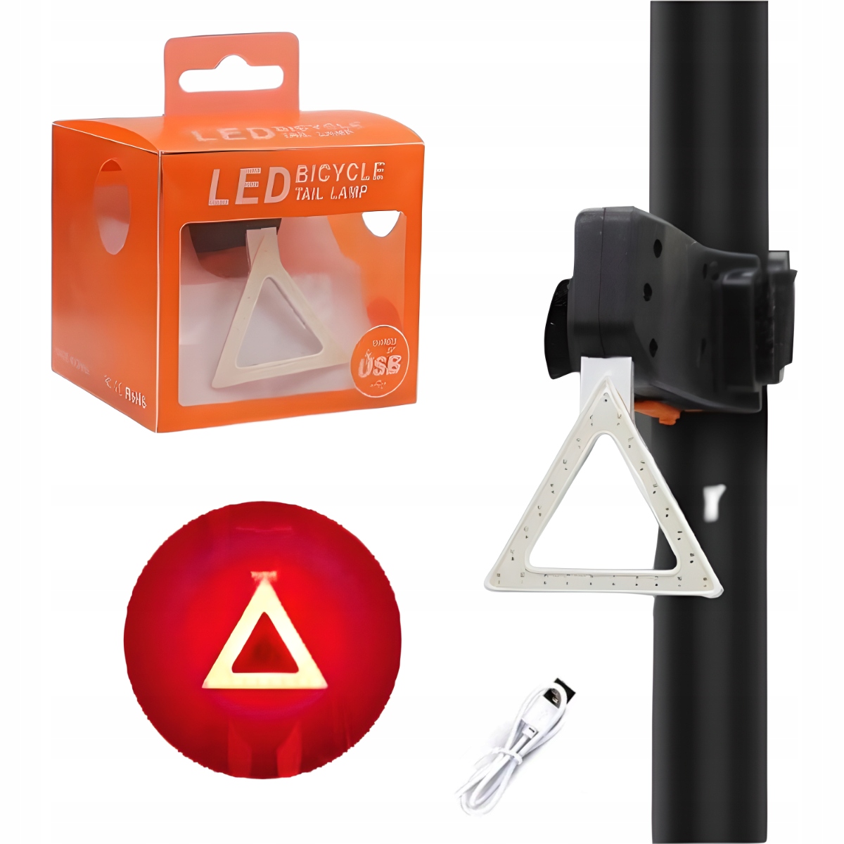 LAMPKA ROWEROWA TYLNA USB AKUMULATOR ŚWIATŁO LED OŚWIETLENIE ROWEROWE TYLNE