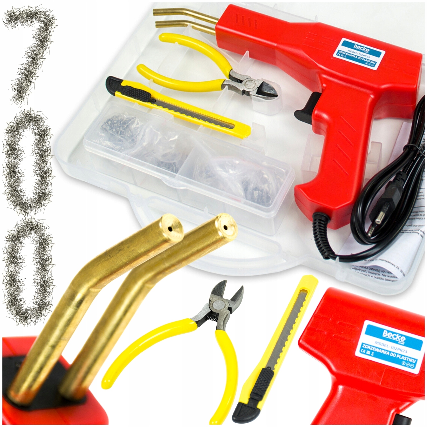 DUŻY ZESTAW ZGRZEWARKA DO PLASTIKU SPAWARKA ZSZYWARKA 700 ZSZYWEK AKCESORIA