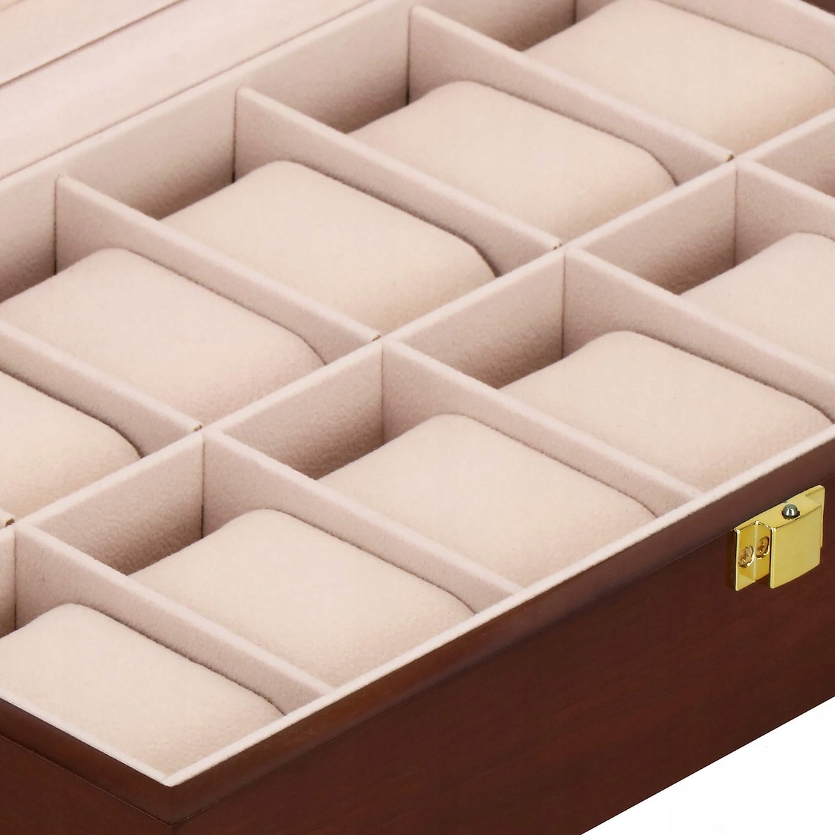 ORGANIZER SZKATUŁKA ETUI NA ZEGARKI 12szt BIŻUTERIĘ PUDEŁKO ELEGANCKIE Kolor brązowy
